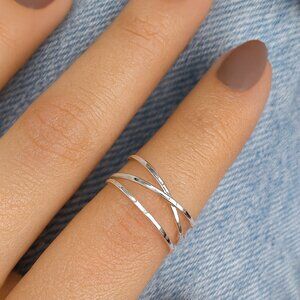 Sterling Silver Fidget Ring – Anxiety Spinner Ring – Minimalist Trinity Ring
